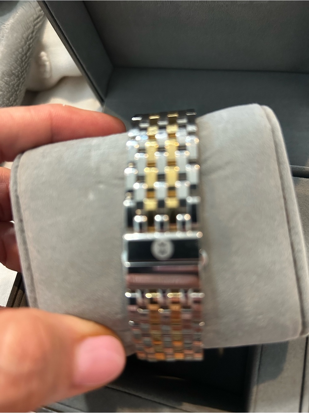 Michele Two-Tone Gold and Silver Diamond-Accent Deco Chronograph Watch - Picture 7 of 9